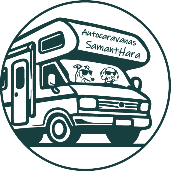 Logo en verde Samanthara autocaravana viajes y vacaciones relax en camper con perros